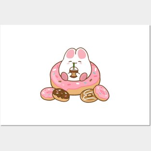 Bunny loves Coffee and Donuts Posters and Art